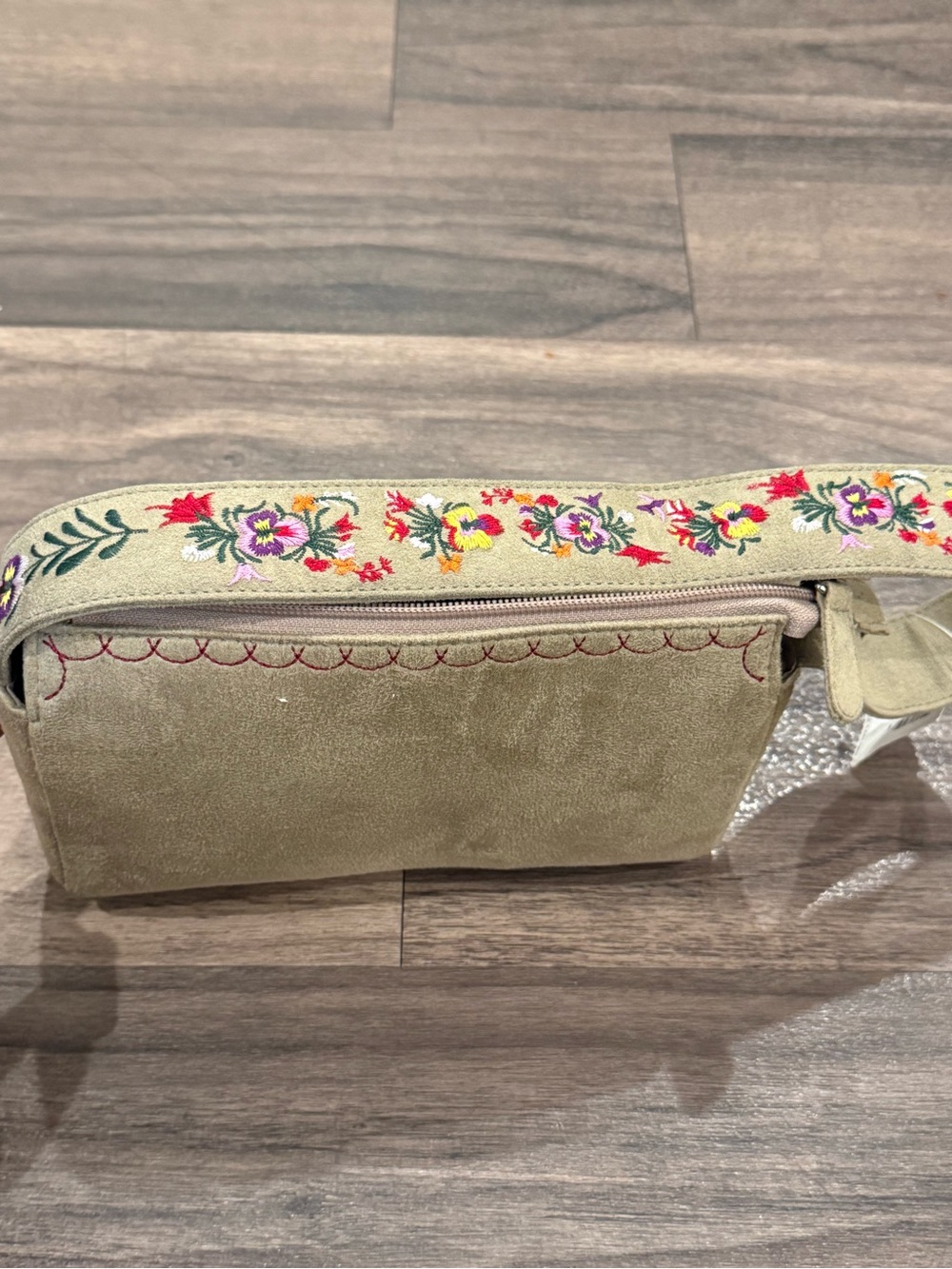 Vintage Y2K Limited Too Shoulder Bag Tan/Brown Floral Embroidered Strap Purse